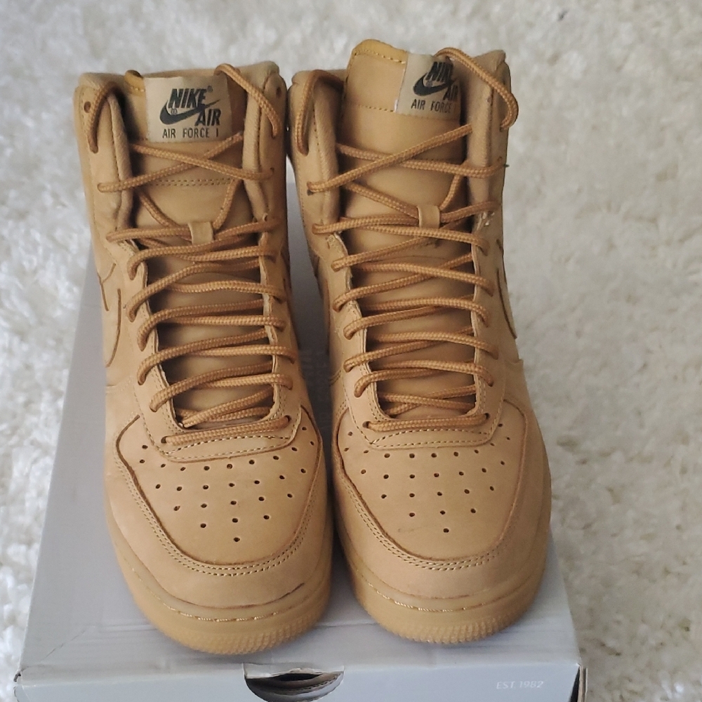 Nike Air Force 1 High Top Tan Shoes